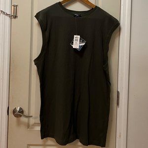 DELF Men's 2XL 75% Cotton/25% Polyester Sleeveless Ribbed Tank Top. Olive Green